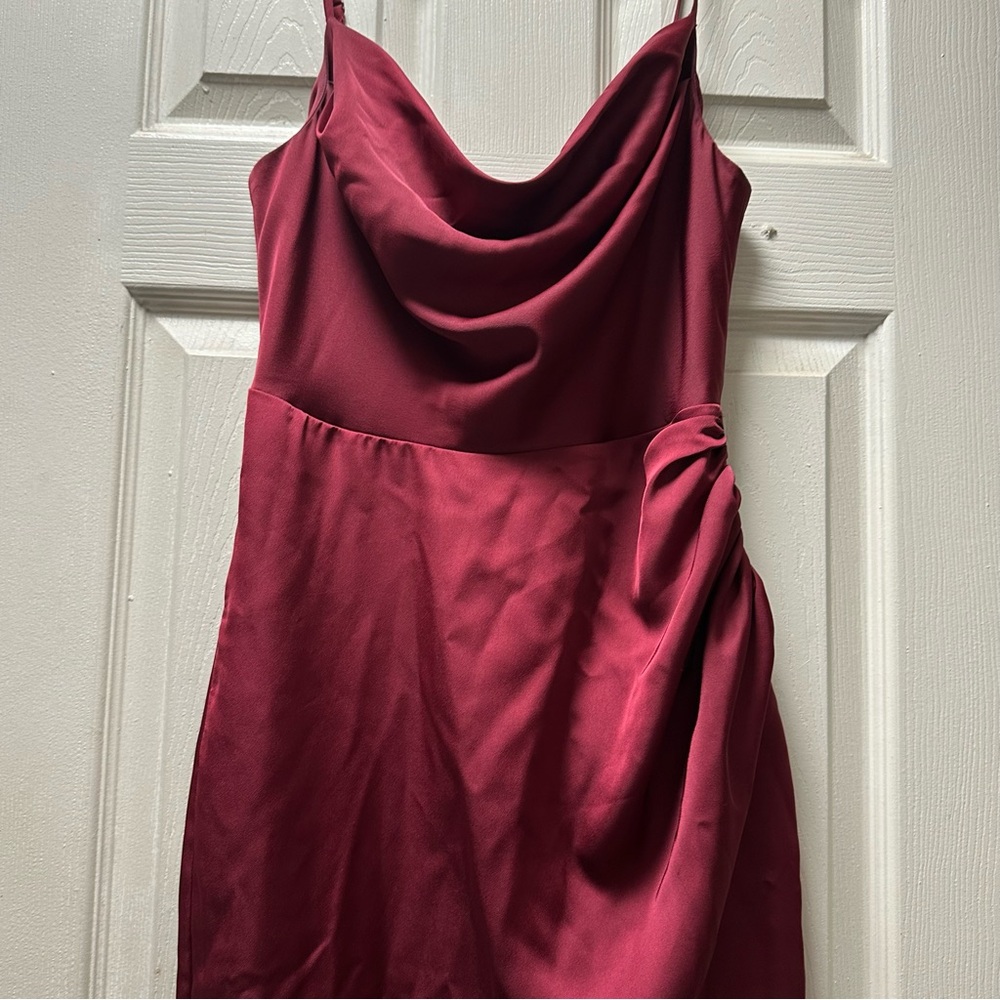 Ever New Red Asymmetrical Ruched Cocktail Dress